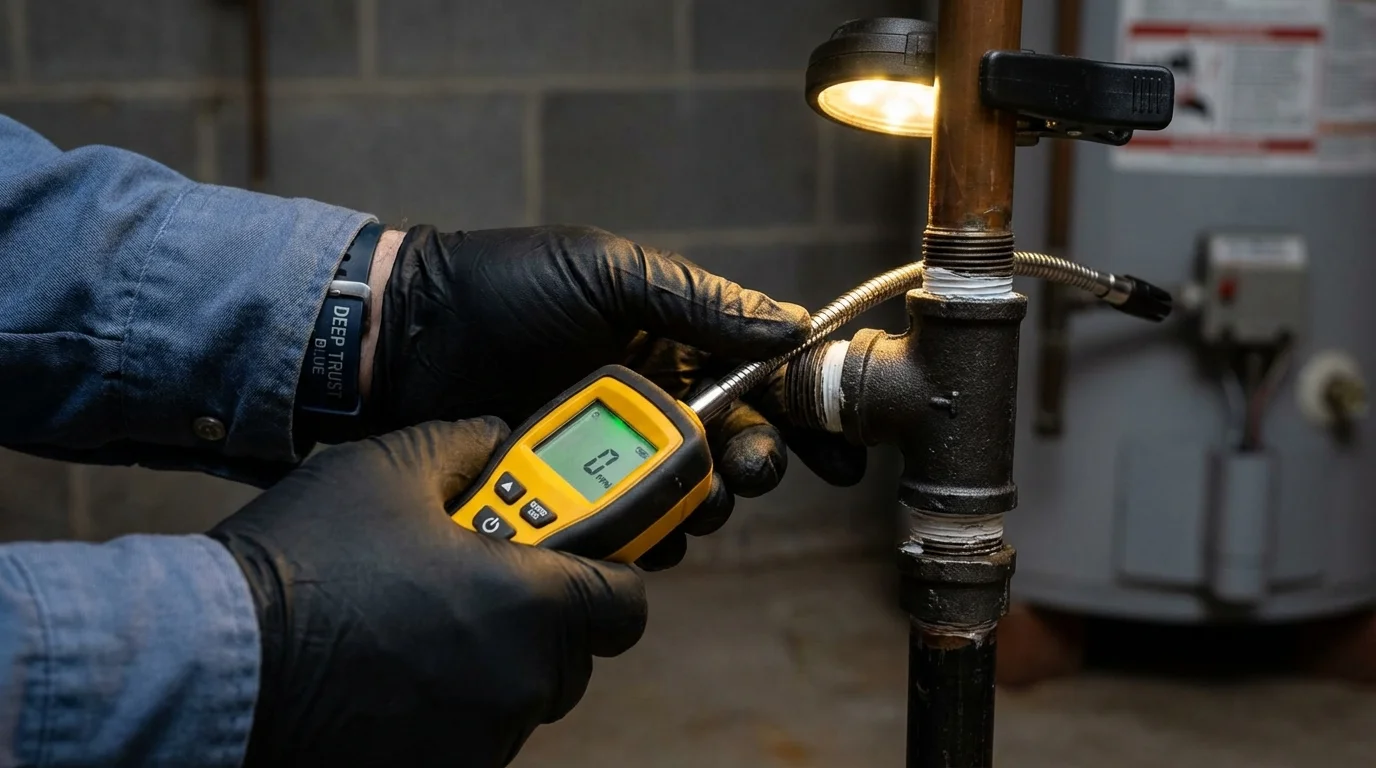 Gas leak detection with electronic sniffer by Johns Plumbing LLC in Bonduel